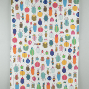 Folk art teatowel with bird and floral design 